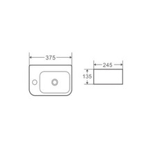 Nueva 375mm Rectangular Ceramic Wall-Hung Basin with Left Tap Hole